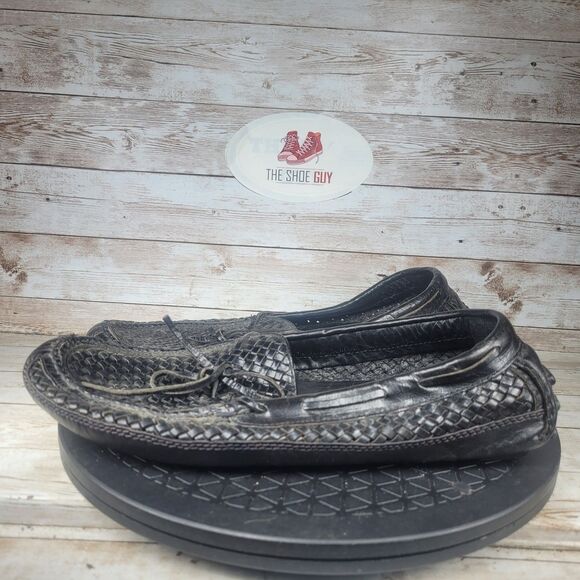 Cole Haan Woven Boots Men\'s Size 9.5 Black Leather Weave Bow Detail Loafer Shoes main image 11